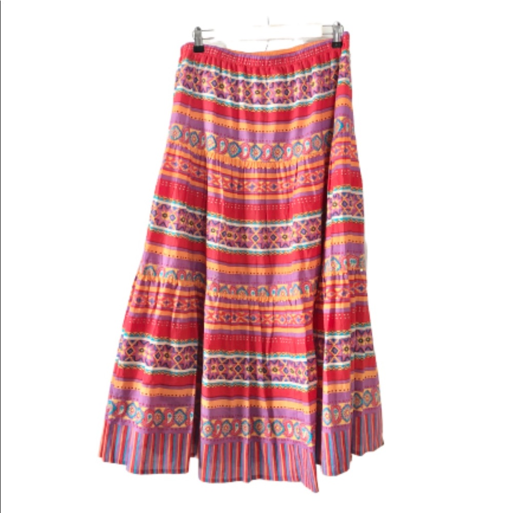 Coldwater Creek Striped Bohemian Maxi Skirt- Large